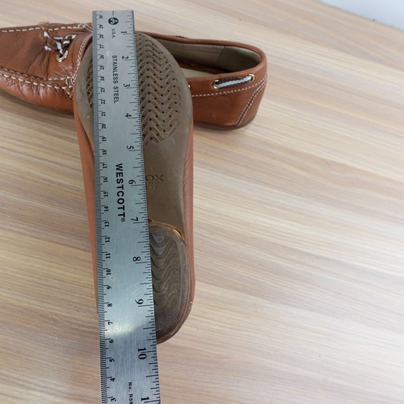 Leather Boat Loafers Womens‎ 7.5 D GEOX Respira Tan Deck Tie Moccasin Nautical - Picture 3 of 14